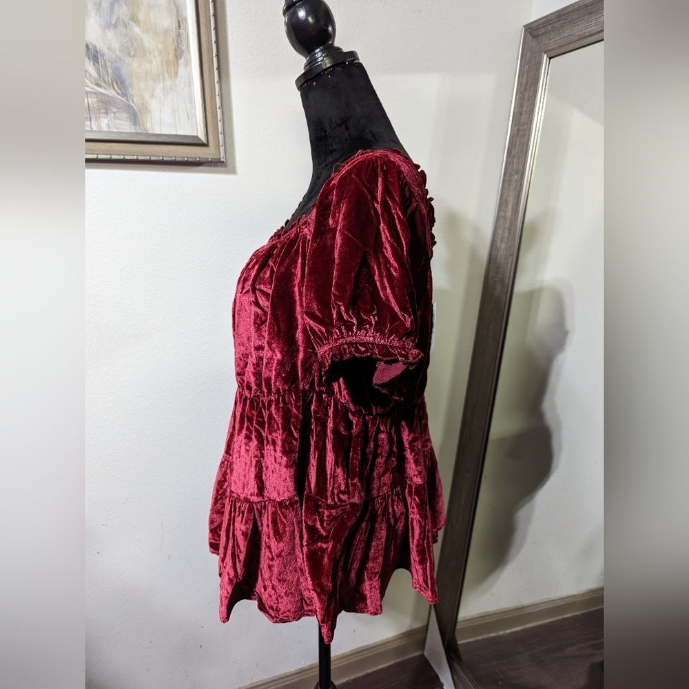 Babydoll Velvet Tiered Top - Picture 7 of 10
